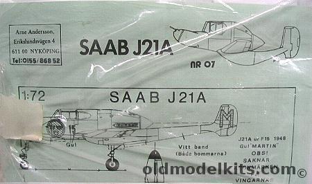 Andersson 1/72 Saab J21A, 7  plastic model kit